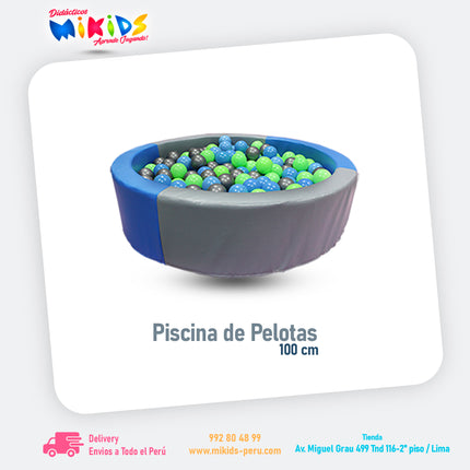 PISCINA MONTESSORI AZUL-PLOMO 100 CM || Ecokids